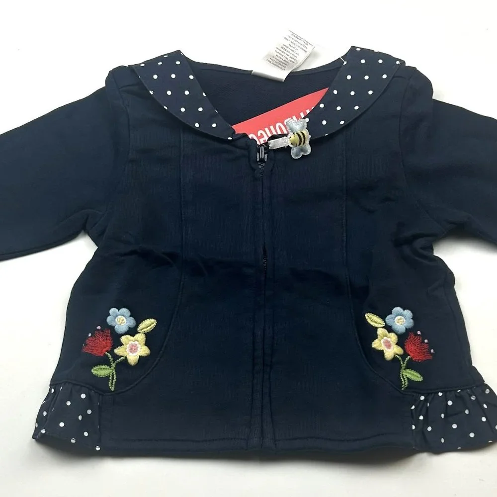 NWT Gymboree Girl Polka Dot Ruffle Knit Pant & Flower Cardigan 2 Piece Size 4T